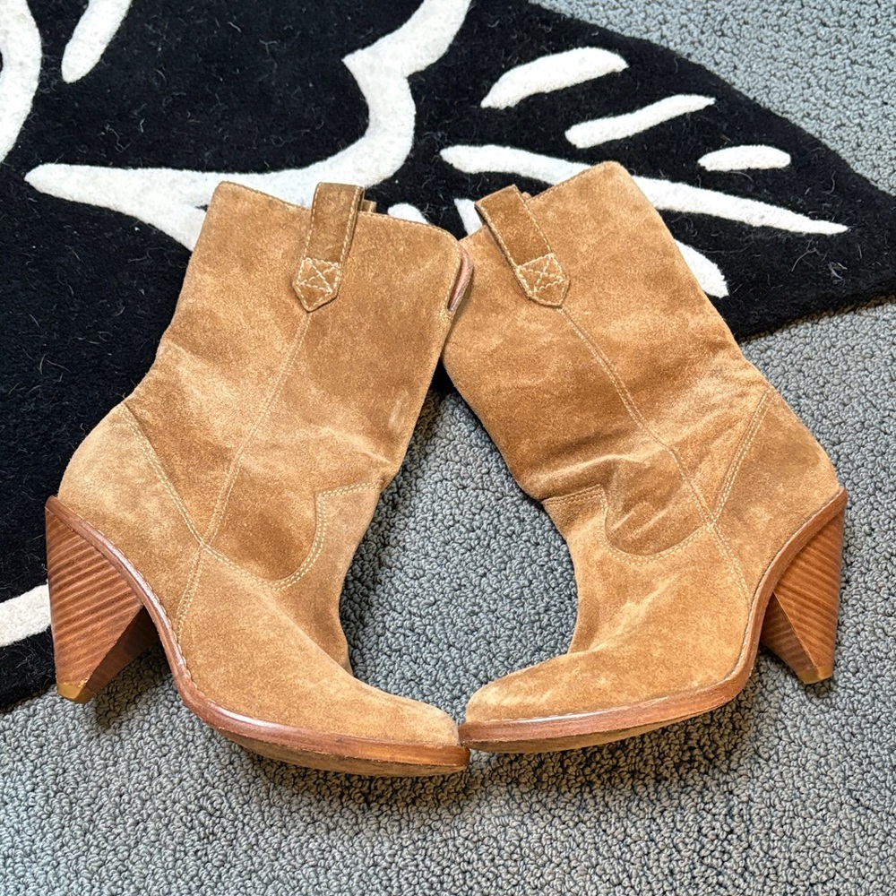 Vintage y2k Michael Kors Cone Heel Tan Suede Boots - Picture 3 of 8